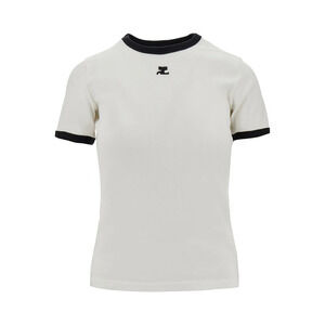 Courreges Cotton T-Shirt With Contrasting Trims